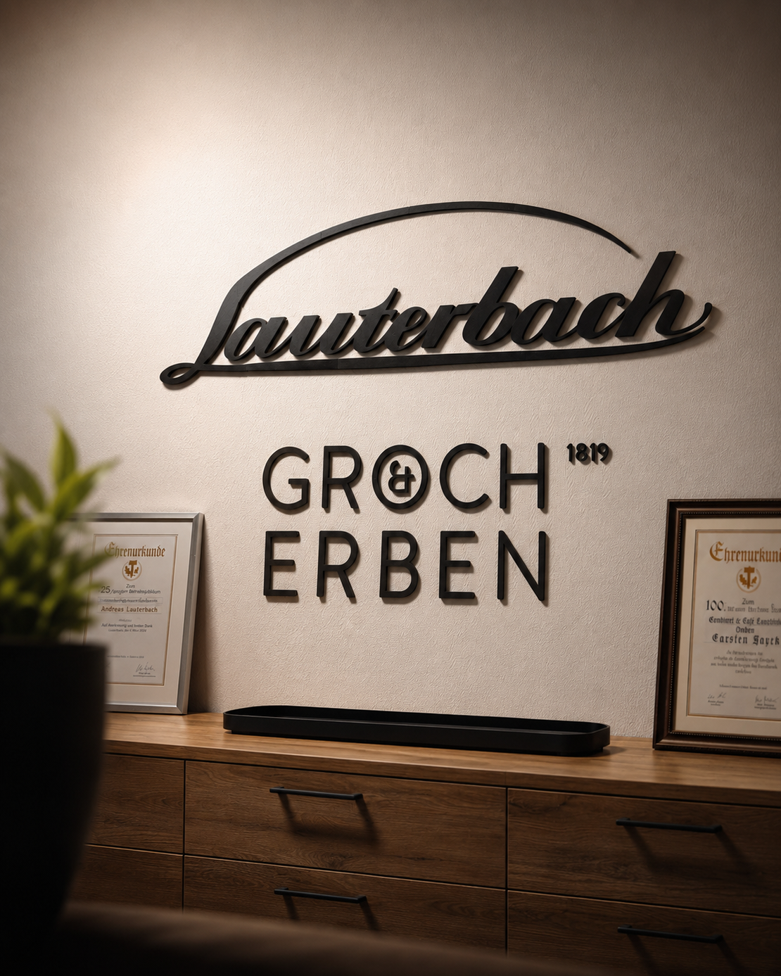 3D-gedrucktes Logo als Dekoobjekt