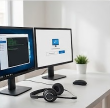 Fernwartungssitzung an einem Computer