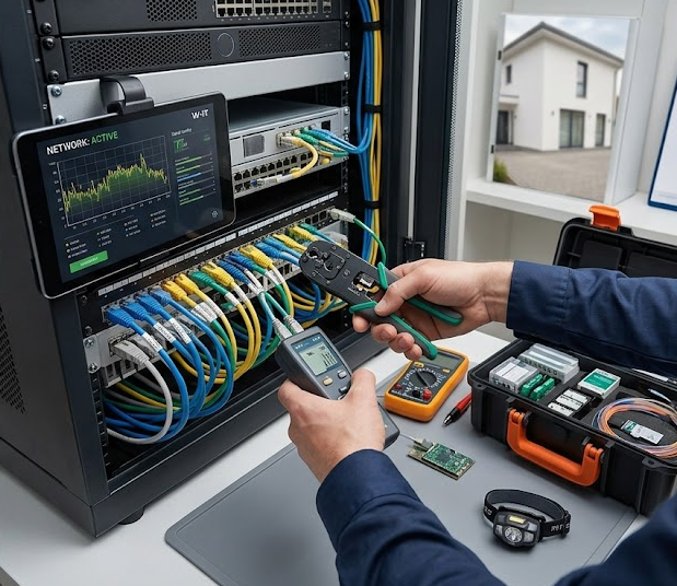 Techniker besucht Kundin zu Hause zur PC-Hilfe